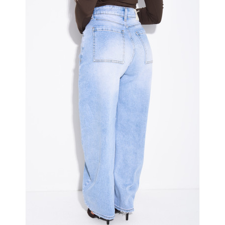 Jean coupe ballon à délavage clair