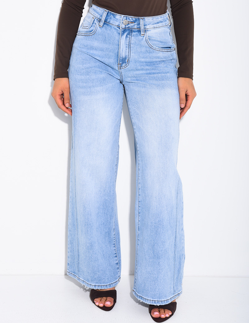 Jeans coupe large stretch à...