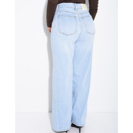 Jeans coupe large stretch à délavage clair