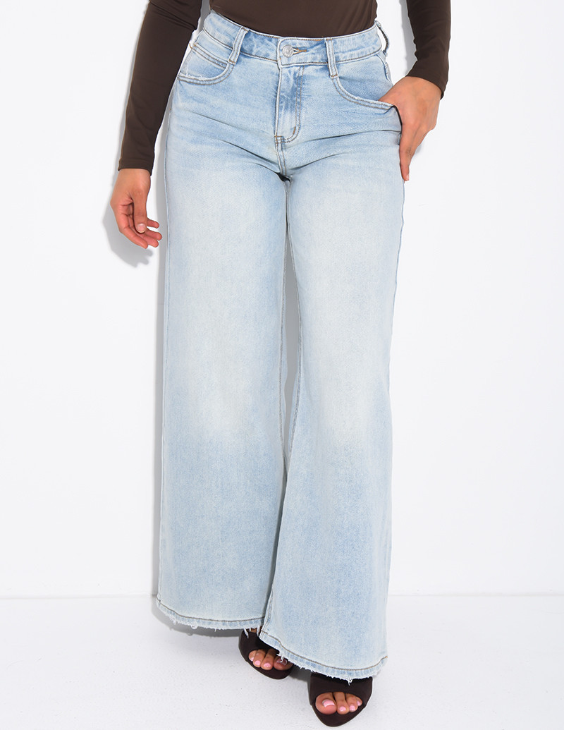 Jeans coupe large stretch à...