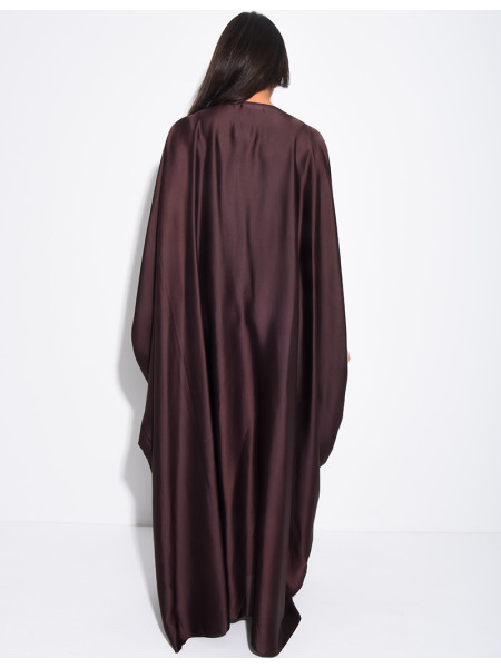 Abaya papillon en satin à perles sur les bordures