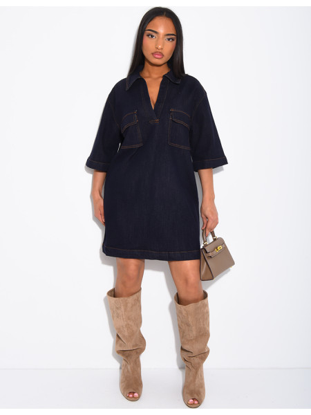 Robe en jeans courte à poches
