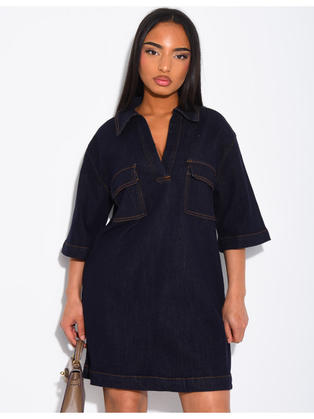 Robe en jeans courte à poches