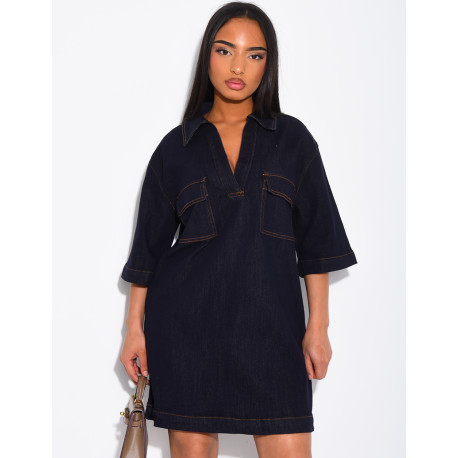 Robe en jeans courte à poches