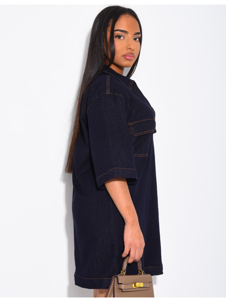 Robe en jeans courte à poches