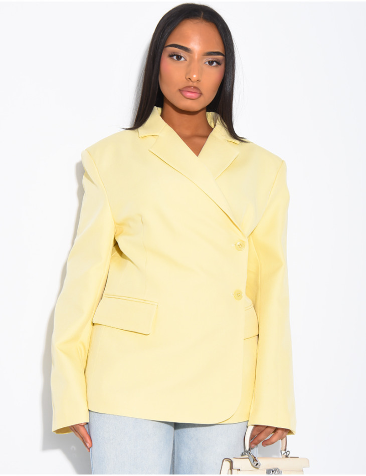 Blazer premium cintré à la taille fermée sur le côté