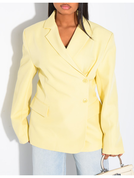 Blazer premium cintré à la taille fermée sur le côté