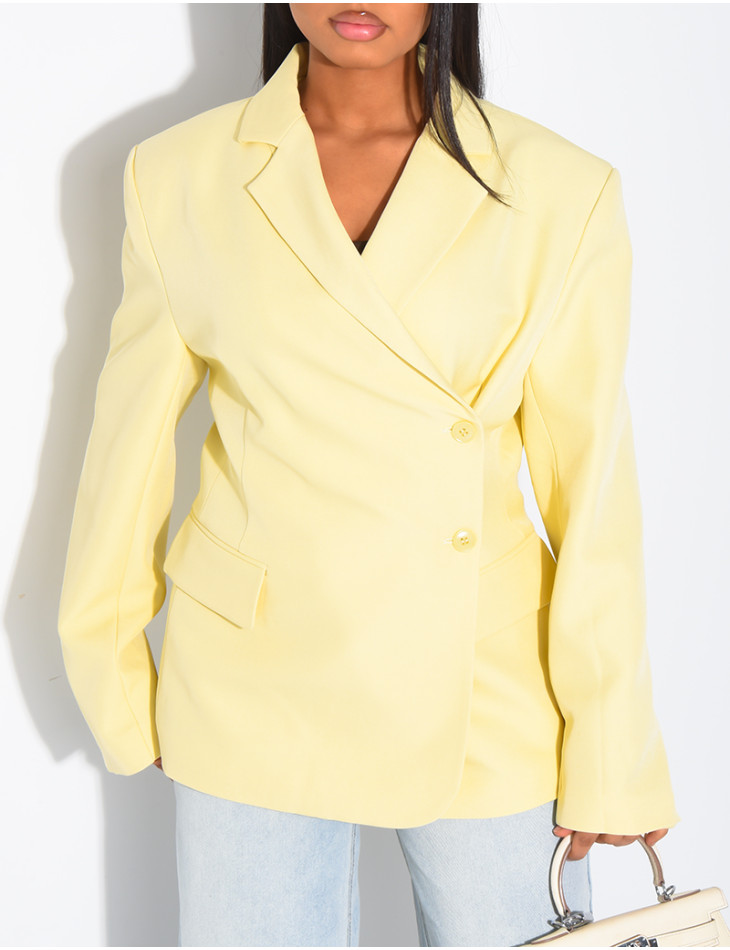 Blazer premium cintré à la taille fermée sur le côté