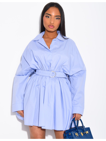 Hemdkleid mit elastischem Bindegürtel