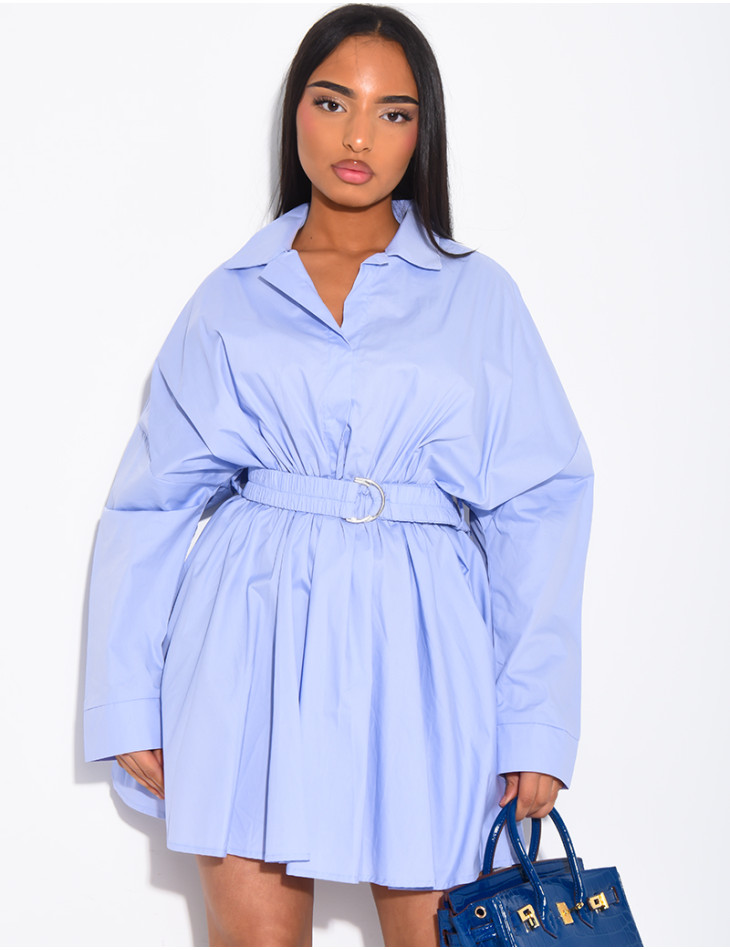 Hemdkleid mit elastischem Bindegürtel