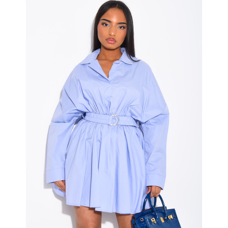 Hemdkleid mit elastischem Bindegürtel