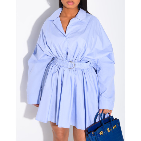 Hemdkleid mit elastischem Bindegürtel
