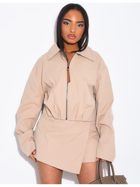 Shorts and zip-up jacket set