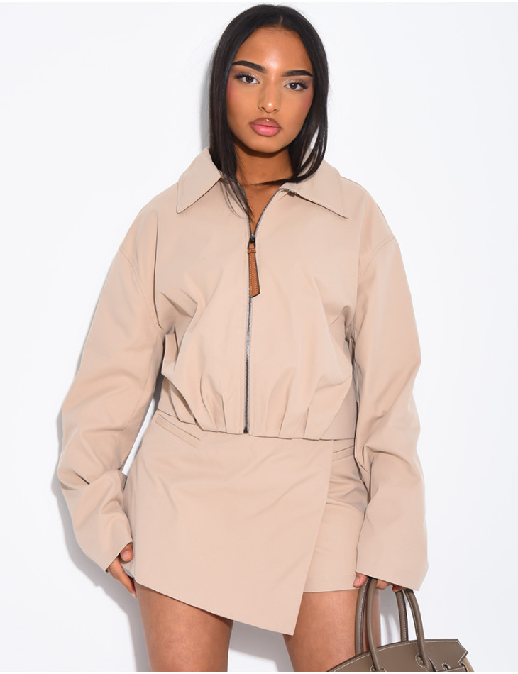 Shorts and zip-up jacket set