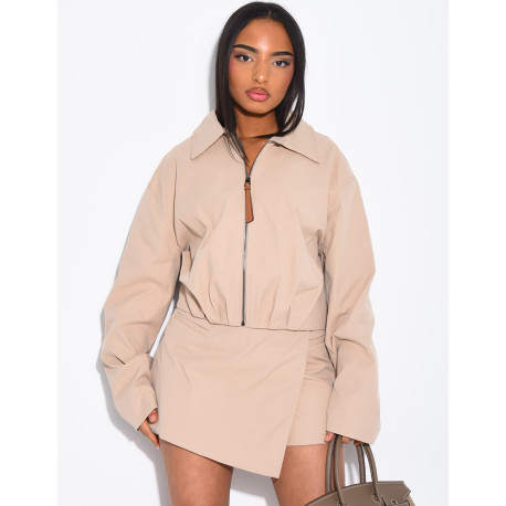 Shorts and zip-up jacket set