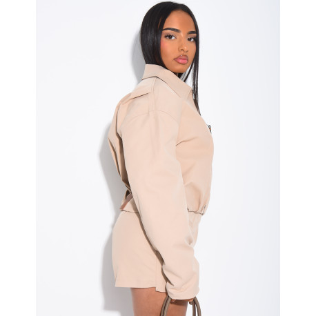 Shorts and zip-up jacket set