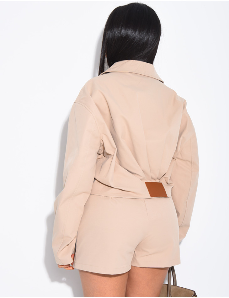 Shorts and zip-up jacket set