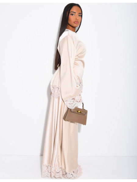 Set aus asymmetrischer Tunika und langem Rock mit Spitzenbesatz