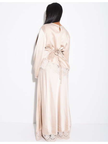 Set aus asymmetrischer Tunika und langem Rock mit Spitzenbesatz