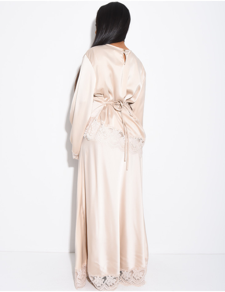 Set aus asymmetrischer Tunika und langem Rock mit Spitzenbesatz