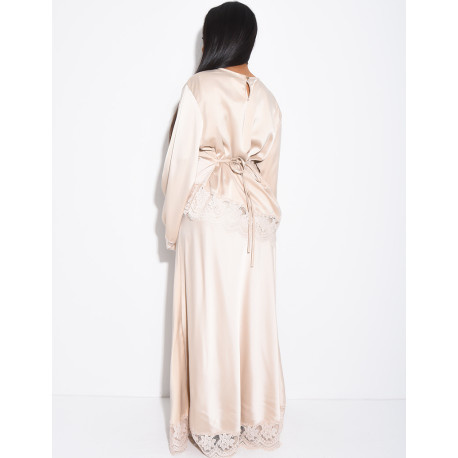 Set aus asymmetrischer Tunika und langem Rock mit Spitzenbesatz