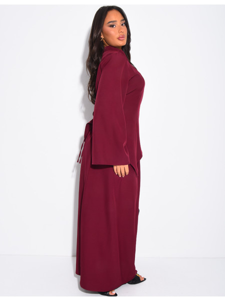 Ensemble top aymétrique à nouer et jupe ample