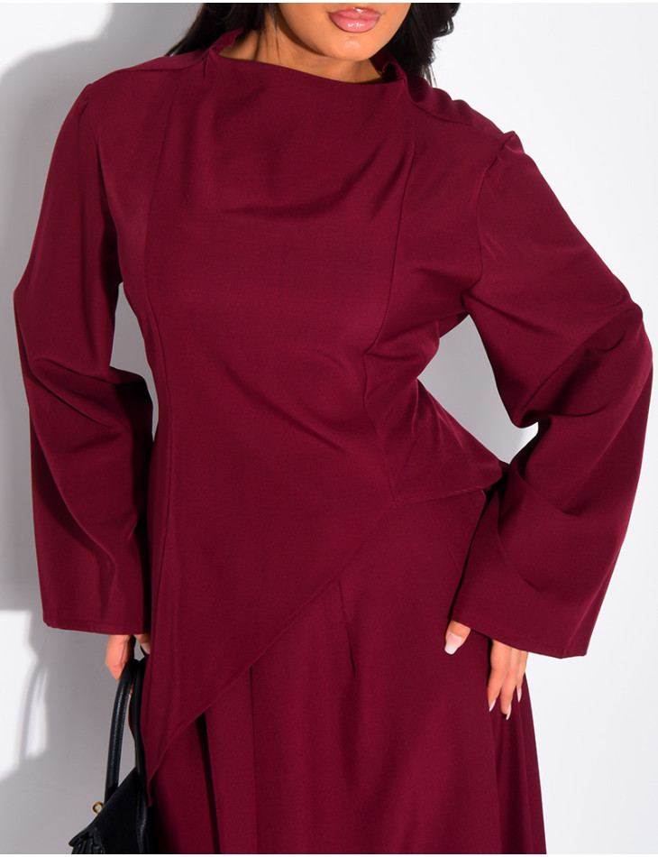 Ensemble top aymétrique à nouer et jupe ample