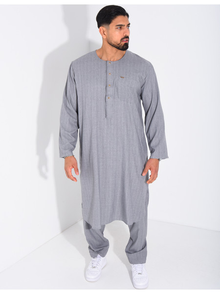 Ensemble de qamis rayé à boutons ronds dorés