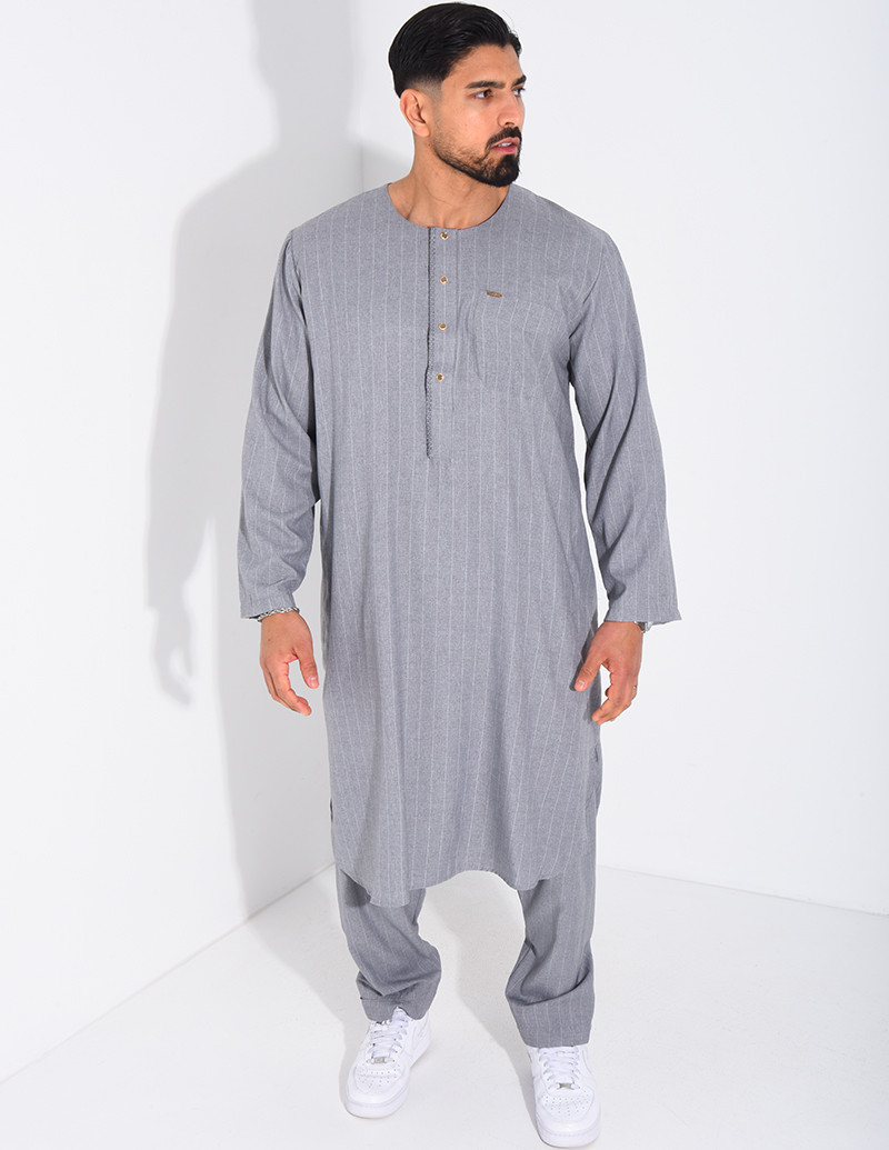 Ensemble de qamis rayé à...