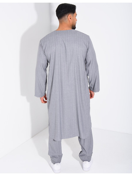 Ensemble de qamis rayé à boutons ronds dorés