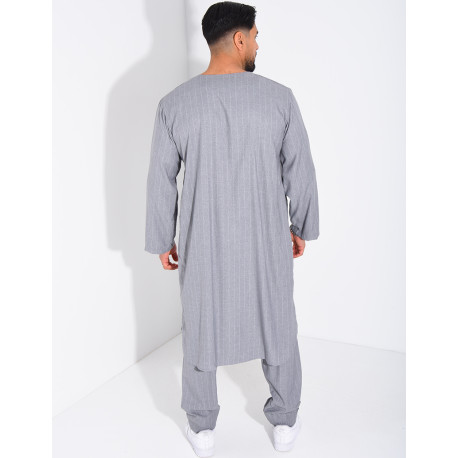 Ensemble de qamis rayé à boutons ronds dorés