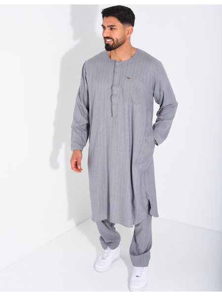 Ensemble de qamis rayé à boutons ronds dorés