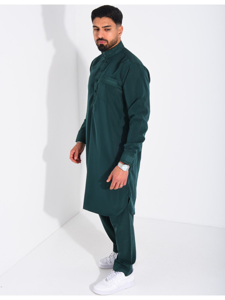 Ensemble de qamis à col avec motifs