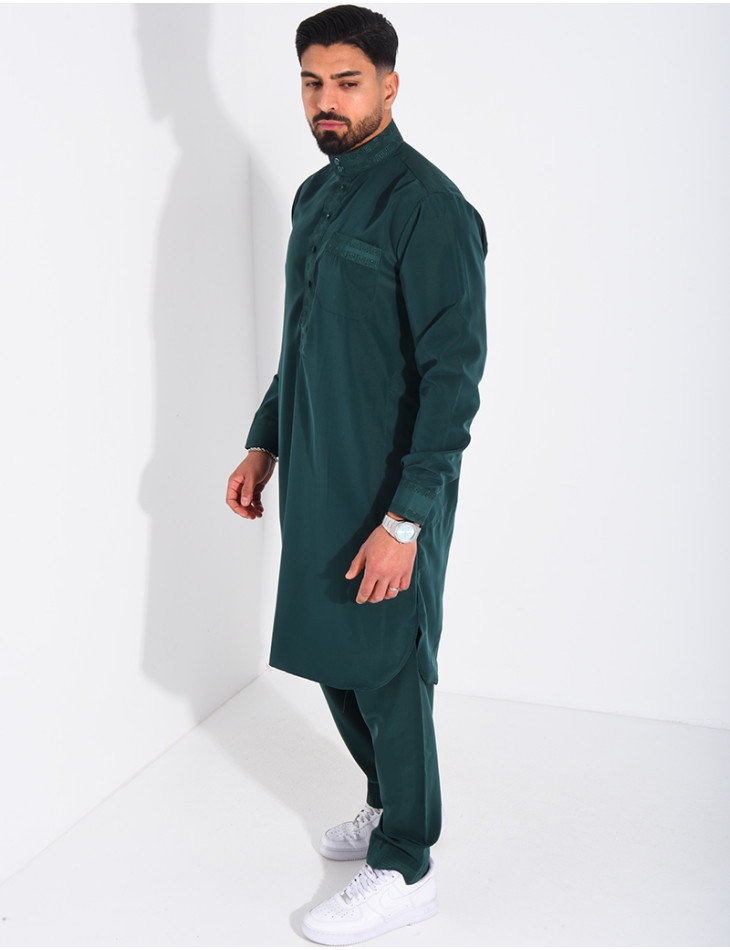 Ensemble de qamis à col avec motifs