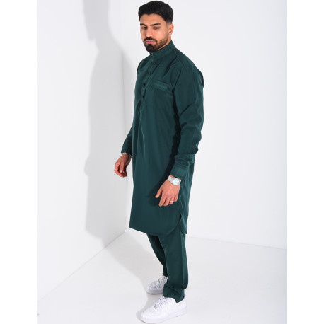 Ensemble de qamis à col avec motifs