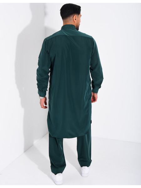 Ensemble de qamis à col avec motifs