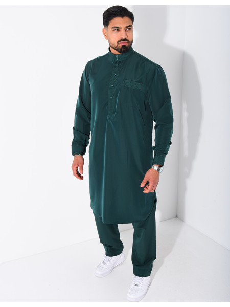 Ensemble de qamis à col avec motifs