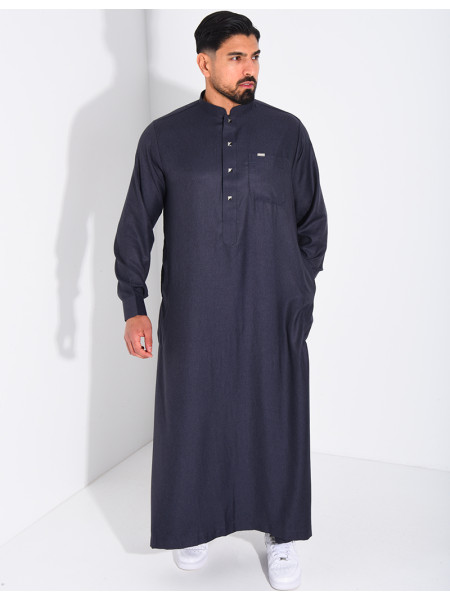 Qamis col rond à boutons dorés