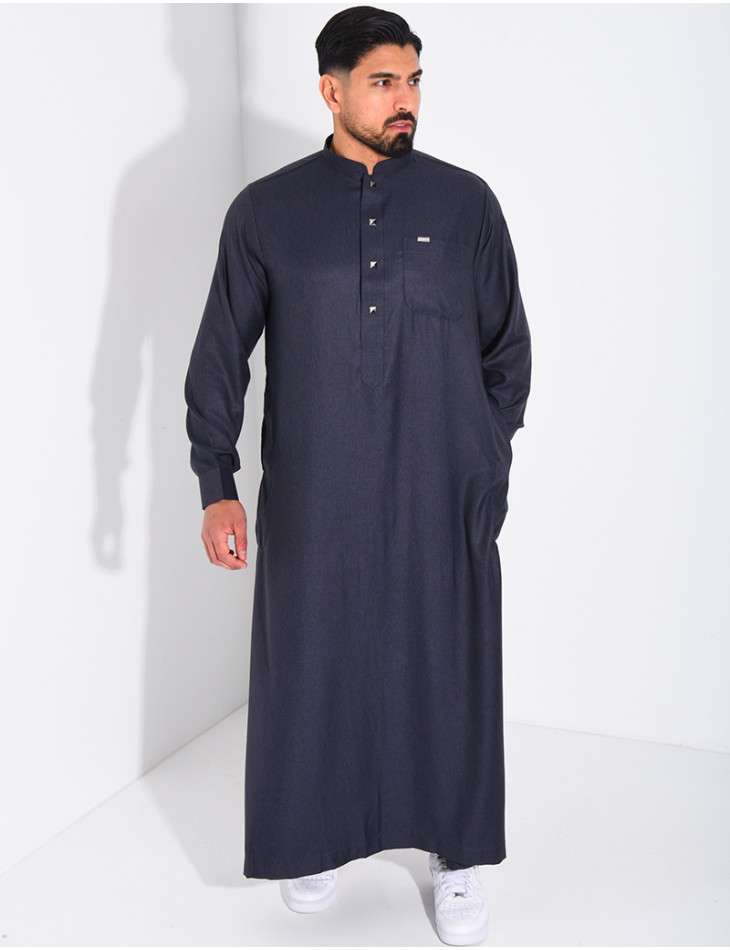 Qamis col rond à boutons dorés