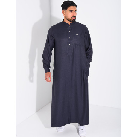 Qamis col rond à boutons dorés