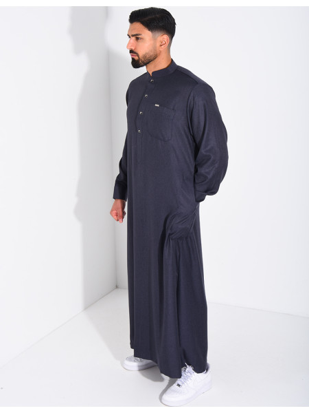 Qamis col rond à boutons dorés