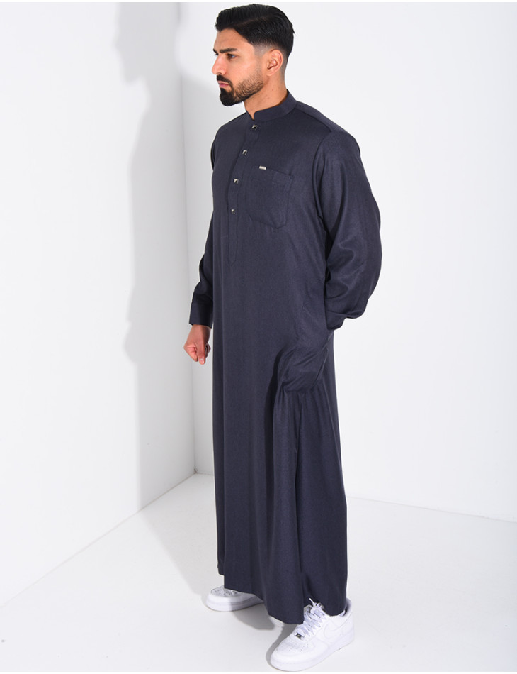 Qamis col rond à boutons dorés