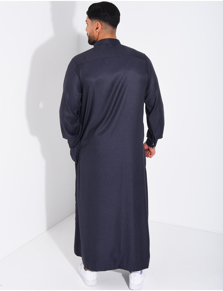 Qamis col rond à boutons dorés