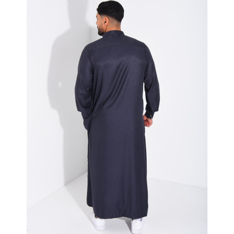 Qamis col rond à boutons dorés