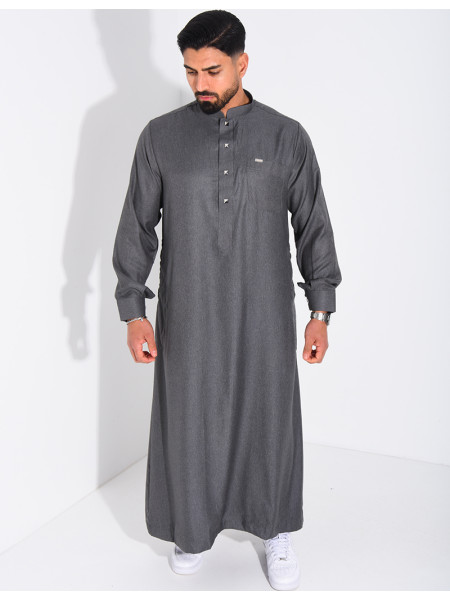 Qamis col rond à boutons dorés