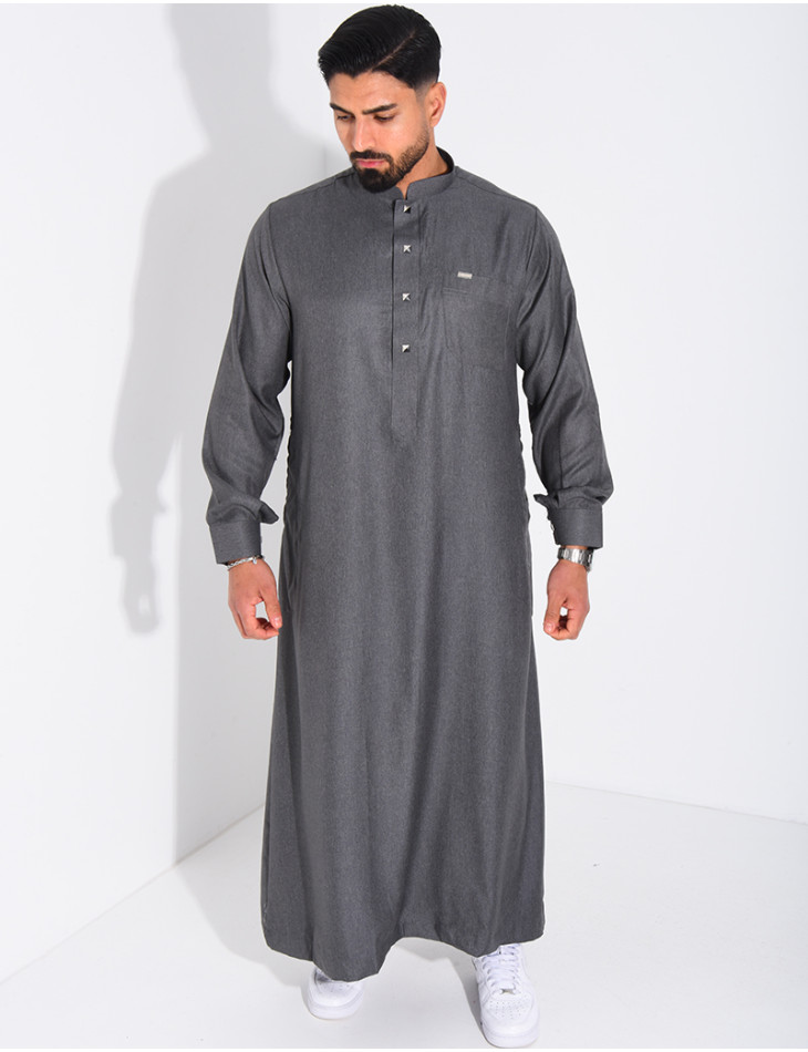 Qamis col rond à boutons dorés