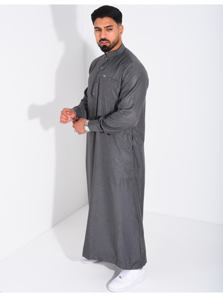 Qamis col rond à boutons dorés