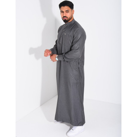 Qamis col rond à boutons dorés