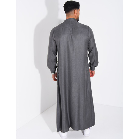 Qamis col rond à boutons dorés