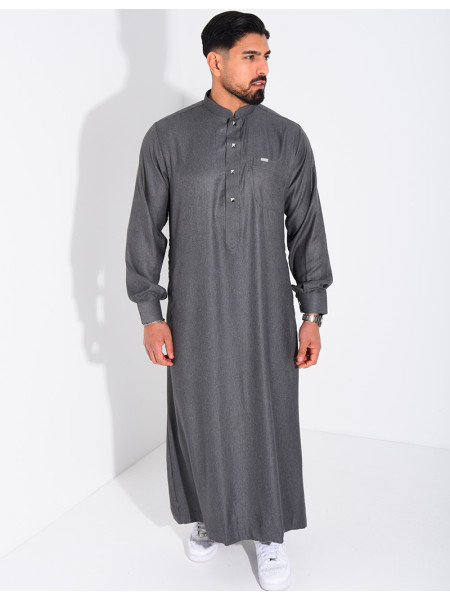 Qamis col rond à boutons dorés